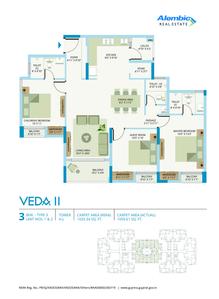 Image of 900 Sq.ft 2 BHK Apartment / Flat for sale in Alembic Veda II, Chhani Jakat Naka, Vadodara for Rs. 6000000