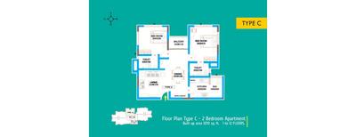 Image of 1070 Sq.ft 2 BHK Apartment / Flat for sale in Queens Grande, East Hill, Kozhikode for Rs. 7400000