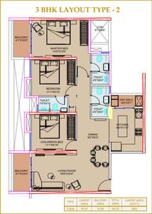 Image of 1040 Sq.ft 3 BHK Apartment / Flat for sale in Sarsan Nancy Hillview, Baner, Pune for Rs. 16200000