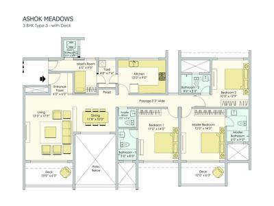 Image of 1510 Sq.ft 3 BHK Apartment / Flat for sale in Ashok Meadows - Hinjewadi, Hinjawadi, Pune for Rs. 15200000