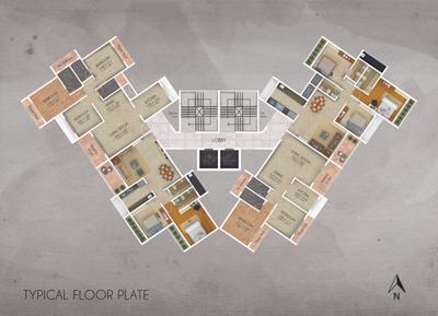 Image of 1175 Sq.ft 2 BHK Apartment / Flat for sale in Koperkhairane Infinity Tower, Kopar Khairane, Navi Mumbai for Rs. 17500000