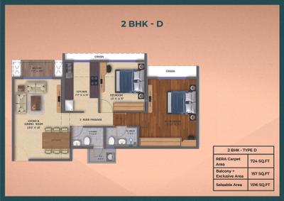 Image of 1409 Sq.ft 2 BHK Apartment / Flat for sale in Moraj Silent Valley, Nerul, Navi Mumbai for Rs. 24100000