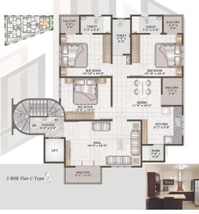Image of 1000 Sq.ft 3 BHK Apartment / Flat for sale in SB Eshanya Habitat, New Gotri, Vadodara for Rs. 4200000