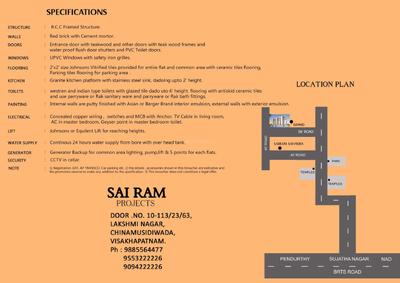 Image of 1440 Sq.ft 3 BHK Apartment / Flat for sale in Sai Ram Grand, Sujatha Nagar, Visakhapatnam for Rs. 6000000