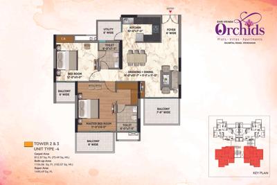Image of 725 Sq.ft 1 BHK Apartment / Flat for sale in Om Shri Vrinda Orchids, Sunrakh Bangar, Vrindavan for Rs. 5500000