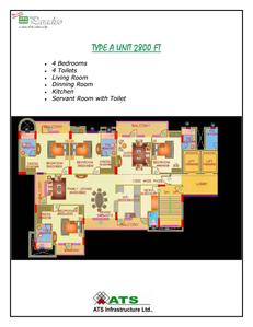 Image of 1700 Sq.ft 3 BHK Apartment / Flat for sale in ATS Green Paradiso, Chi IV, Greater Noida for Rs. 19800000