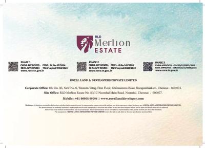 Image of 1330 Sq.ft Residential Plot / Land for sale in RLD Merlion Estate Phase II, Vanagaram, Chennai for Rs. 12100000