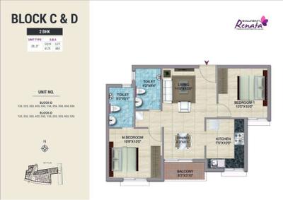 Image of 1380 Sq.ft 3 BHK Apartment / Flat for sale in BSCPL Bollineni Renata Tower B, Thazhambur, Chennai for Rs. 9636000