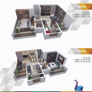 Image of 685 Sq.ft 1 BHK Apartment / Flat for sale in Sky Tisai Residency, Kalyan East, Kalyan for Rs. 4299000