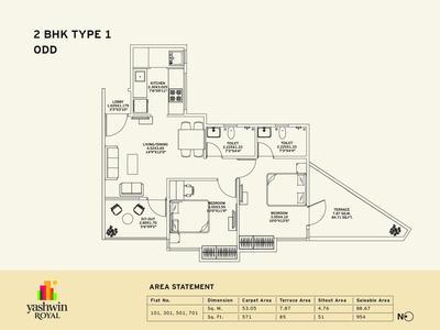 Image of 1152 Sq.ft 3 BHK Apartment / Flat for sale in VJ Yashwin Royal, Vadgaon Budruk, Pune for Rs. 11500000
