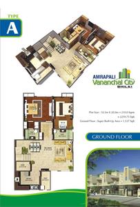 Image of 1465 Sq.ft 3 BHK Duplex for sale in Amrapali Vananchal City, Fauji Nagar, Bhilai for Rs. 6500000