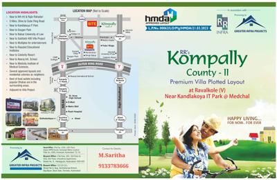 Image of 1800 Sq.ft Residential Plot / Land for sale in Greater Kompally County 2, Pudur, Hyderabad for Rs. 5500000