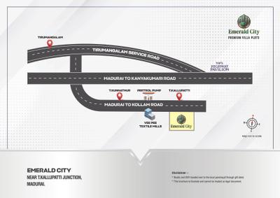 Image of 1040 Sq.ft Residential Plot / Land for sale in VIP Emerald, T.Kunnathur, Madurai for Rs. 988000