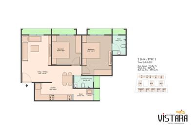 Image of 1080 Sq.ft 2 BHK Apartment / Flat for sale in Saanvi Aarambh Vistara, Chandlodia, Ahmedabad for Rs. 5700000