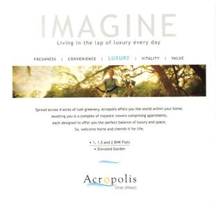 Image of 650 Sq.ft 1 BHK Apartment / Flat for sale in Bhoomi Acropolis 1, Virar West, Virar for Rs. 2950000