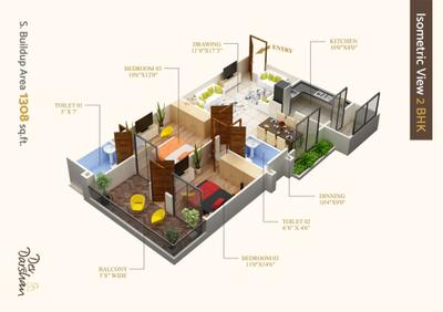 Image of 2622 Sq.ft 3 BHK Apartment / Flat for sale in JVD Devdarshan, Bhicholi Mardana, Indore for Rs. 19140600