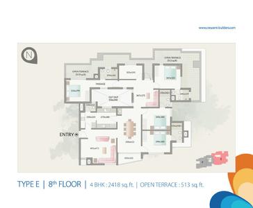 Image of 1104 Sq.ft 2 BHK Apartment / Flat for sale in Crescent Zinnia, Pottammal, Kozhikode for Rs. 7000000