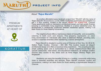 Image of 1225 Sq.ft 2.5 BHK Apartment / Flat for sale in Rajus Maruthi, Korattur, Chennai for Rs. 14553500