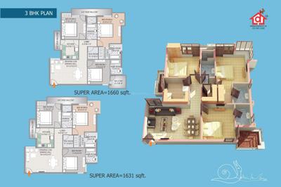 Image of 1631 Sq.ft 3 BHK Apartment / Flat for sale in Deeksha Signature, Tajganj, Agra for Rs. 6000000