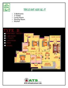 Image of 1600 Sq.ft 3 BHK Apartment / Flat for sale in ATS Greens Village, Sector 93A, Noida for Rs. 38000000