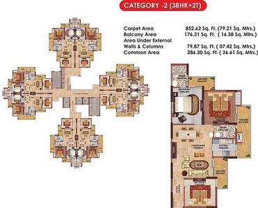 Image of 1800 Sq.ft 3 BHK Apartment / Flat for sale in Aastha Greens, Noida Extension, Greater Noida for Rs. 16900000
