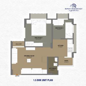Image of 730 Sq.ft 2 BHK Apartment / Flat for sale in Ripam Residency, New Ranip, Ahmedabad for Rs. 3500000