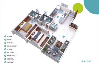 Image of 1374 Sq.ft 3 BHK Apartment / Flat for sale in Vishwa The Butterfly, Moshi, Pune for Rs. 6875000