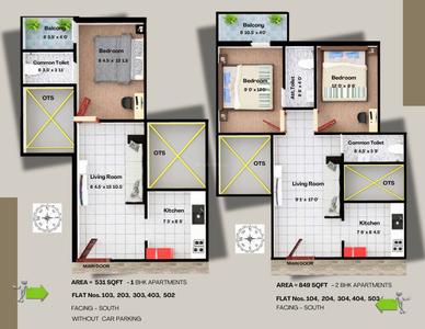 Image of 827 Sq.ft 2 BHK Apartment / Flat for sale in Sai Empire Qube, Perumanttunallur, Chennai for Rs. 5650005
