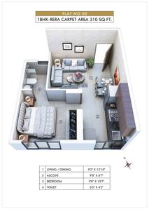 Image of 312 Sq.ft 1 BHK Apartment / Flat for sale in Atmiya Prime Vista Phase 2, Ghatkopar East, Mumbai for Rs. 6820000