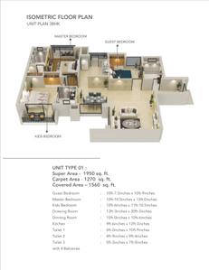 Image of 1450 Sq.ft 3 BHK Apartment / Flat for sale in Chandigarh Opera Garden , Kishanpura, Zirakpur for Rs. 10389000