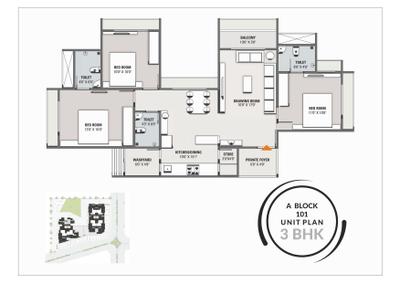 Image of 1674 Sq.ft 3 BHK Apartment / Flat for sale in Param Paarijat Skyz, Sargasan, Gandhinagar for Rs. 7500000