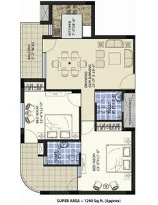 Image of 1455 Sq.ft 2 BHK Apartment / Flat for sale in SBP North Valley, Sector 127, Mohali for Rs. 8000000
