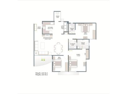 Image of 1014 Sq.ft 3 BHK Apartment / Flat for sale in Sangath Skyz, Koteshwar, Ahmedabad for Rs. 8700000