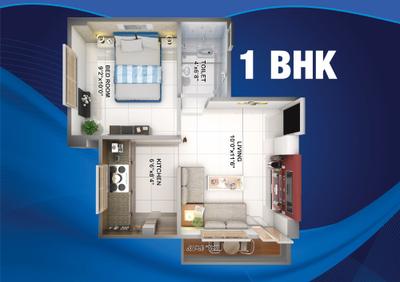 Image of 1022 Sq.ft 2 BHK Apartment / Flat for sale in Sai Pride Homes, Nipania, Indore for Rs. 7000000