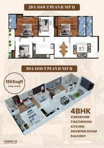 Image of 1800 Sq.ft 4 BHK Apartment / Flat for sale in Realcon Silver Oak Tower III, Sector 104, Noida for Rs. 8500000