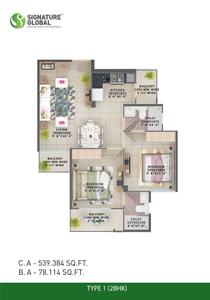 Image of 900 Sq.ft 2 BHK Apartment / Flat for sale in Signature Global Orchard Avenue , Sector 93, Gurgaon for Rs. 6000000