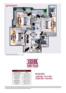 Image of 1045 Sq.ft 2.5 BHK Apartment / Flat for sale in Arttech Maulshree Heights, Sector 84, Faridabad for Rs. 10000000