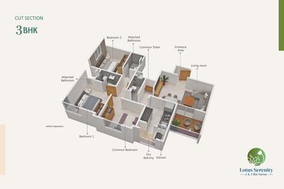 Image of 1349 Sq.ft 3 BHK Apartment / Flat for sale in Vulcan Lotus Serenity, Balewadi, Pune for Rs. 16300000