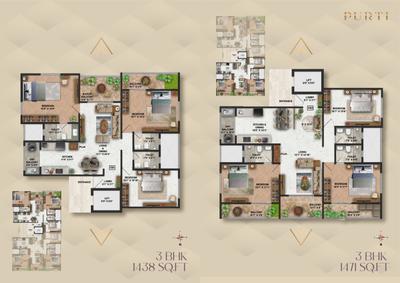 Image of 1912 Sq.ft 3 BHK Apartment / Flat for sale in Vyas Purti Apartments Condominium, Erandwane, Pune for Rs. 39800000
