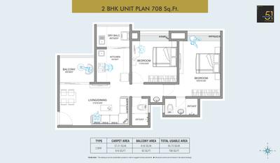 Image of 1050 Sq.ft 2 BHK Apartment / Flat for sale in Utsav 51 Balewadi Residences, Balewadi, Pune for Rs. 11500000