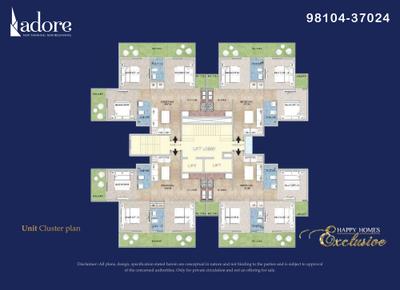 Image of 1000 Sq.ft 3 BHK Apartment / Flat for sale in Adore Happy Homes Exclusive Phase 2, Sector 86, Faridabad for Rs. 6400000