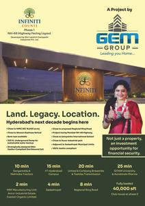 Image of 150 Sq.ft Residential Plot / Land for sale in GEM Infiniti Counti, Sadasivpet, Sangareddy for Rs. 3300000