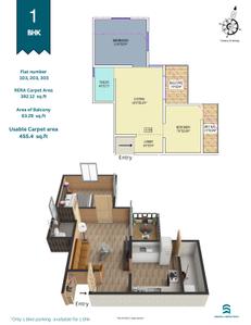 Image of 840 Sq.ft 2 BHK Apartment / Flat for sale in Raj Kunj, Kiwale, Pune for Rs. 6485000