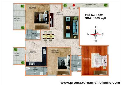 Image of 1816 Sq.ft 3 BHK Apartment / Flat for sale in Promax Dreamville Home, Narayanapura, Bengaluru for Rs. 18532385