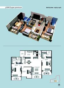Image of 1916 Sq.ft 3 BHK Apartment / Flat for sale in Maze The Residence Phase 2, Sahara City Homes, Indore for Rs. 26100000