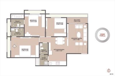Image of 1830 Sq.ft 3 BHK Apartment / Flat for sale in Swastik Harvi Helios, Bopal, Ahmedabad for Rs. 8235000