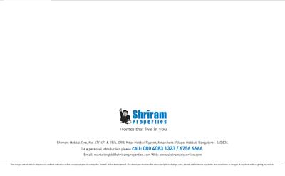 Image of 1874 Sq.ft 3 BHK Apartment / Flat for sale in Shriram Hebbal One by Shriram Properties, Hebbal, Bengaluru for Rs. 21100000