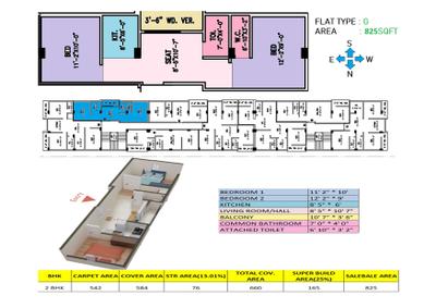 Image of 900 Sq.ft 3 BHK Apartment / Flat for sale in Sky Touch Apartment, Dunlop, Kolkata for Rs. 5700000