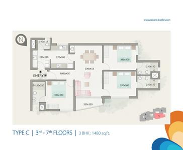 Image of 1104 Sq.ft 2 BHK Apartment / Flat for sale in Crescent Zinnia, Pottammal, Kozhikode for Rs. 7000000