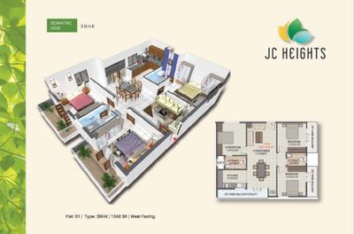 Image of 1118 Sq.ft 2 BHK Apartment / Flat for sale in JC Heights, Doddabommasandra, Bengaluru for Rs. 8200000